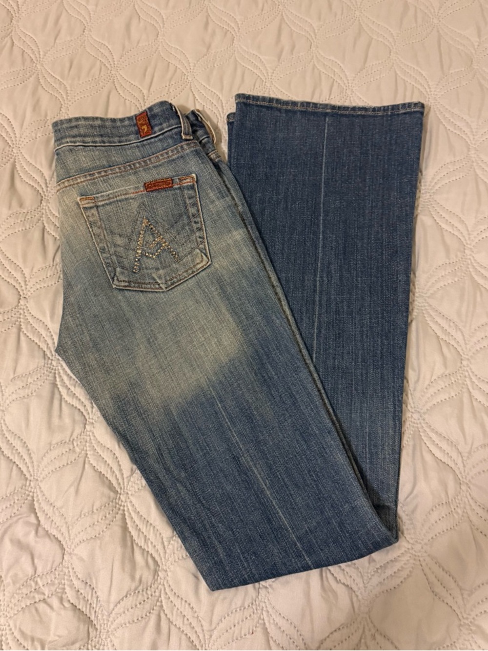 7 For All Mankind Low Rise Flare Jeans Size 26 Medium Wash Y2K